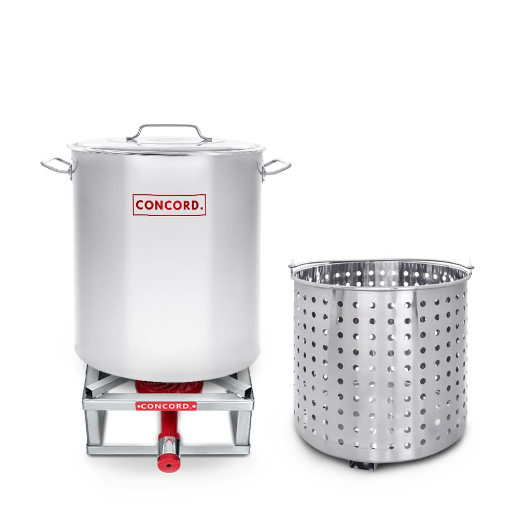 40 Quart Stainless Steel Stock Pot with Steamer Basket and 12" Single Propane Stove S656
