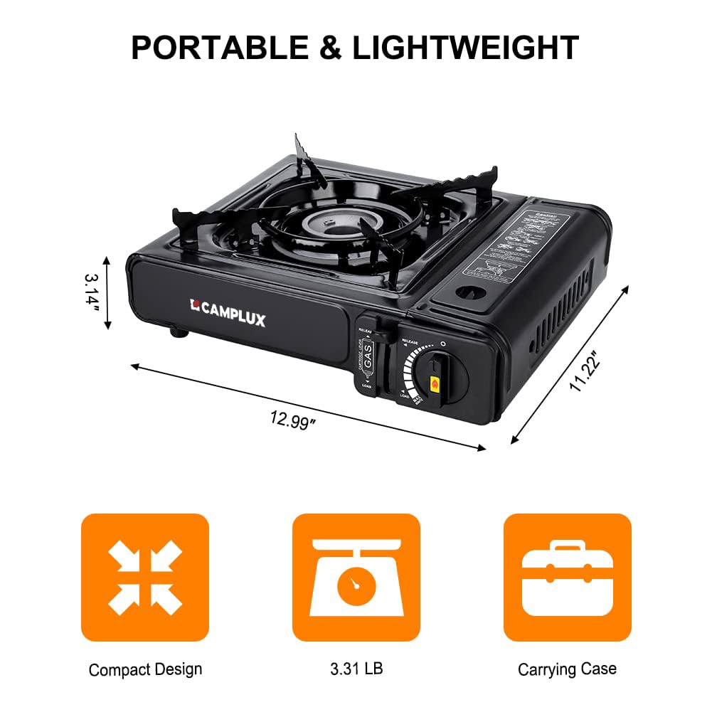 Portable Dual Fuel Propane & Butane Camping Stove with Carrying Case V9419