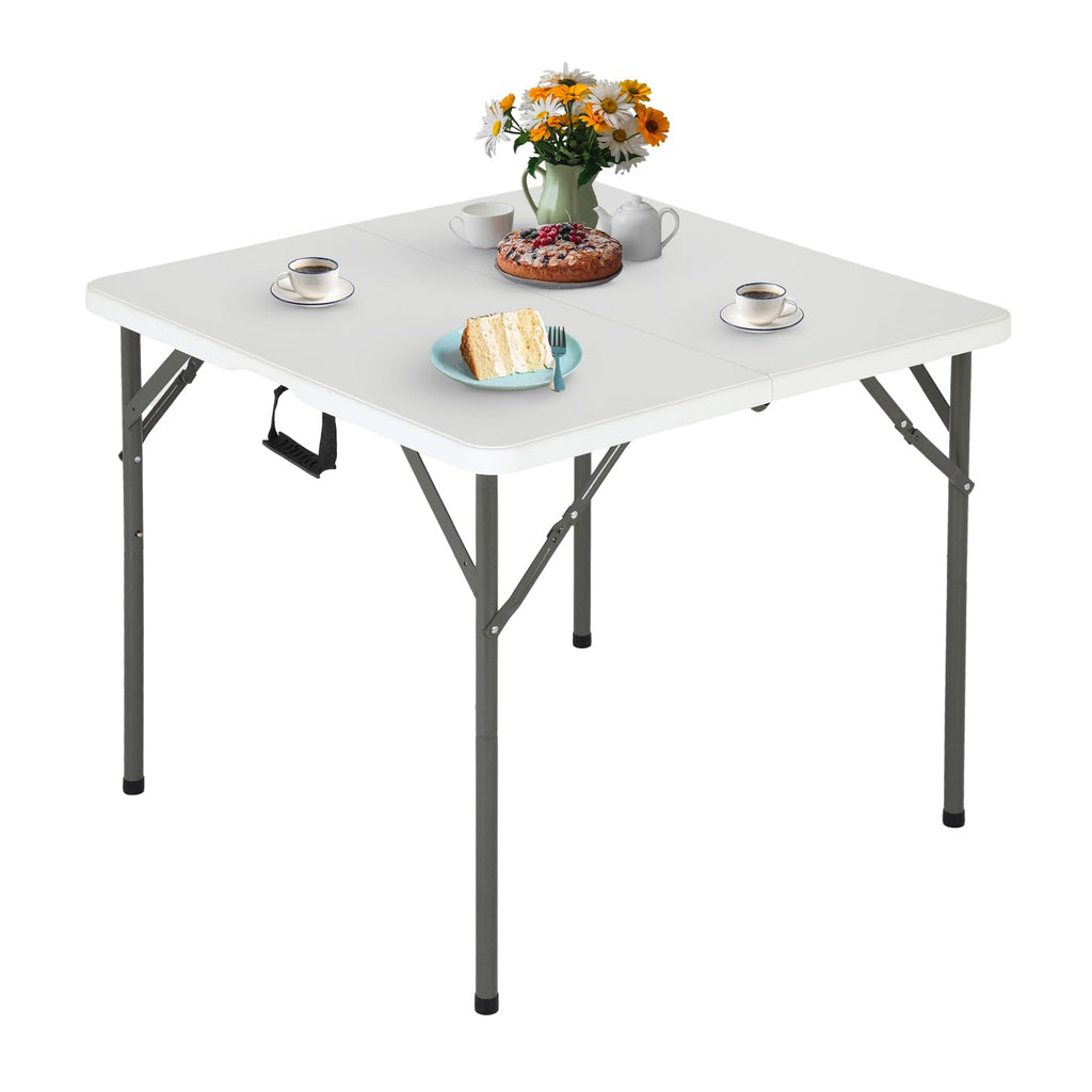 34" White Portable Plastic Folding Table O676257