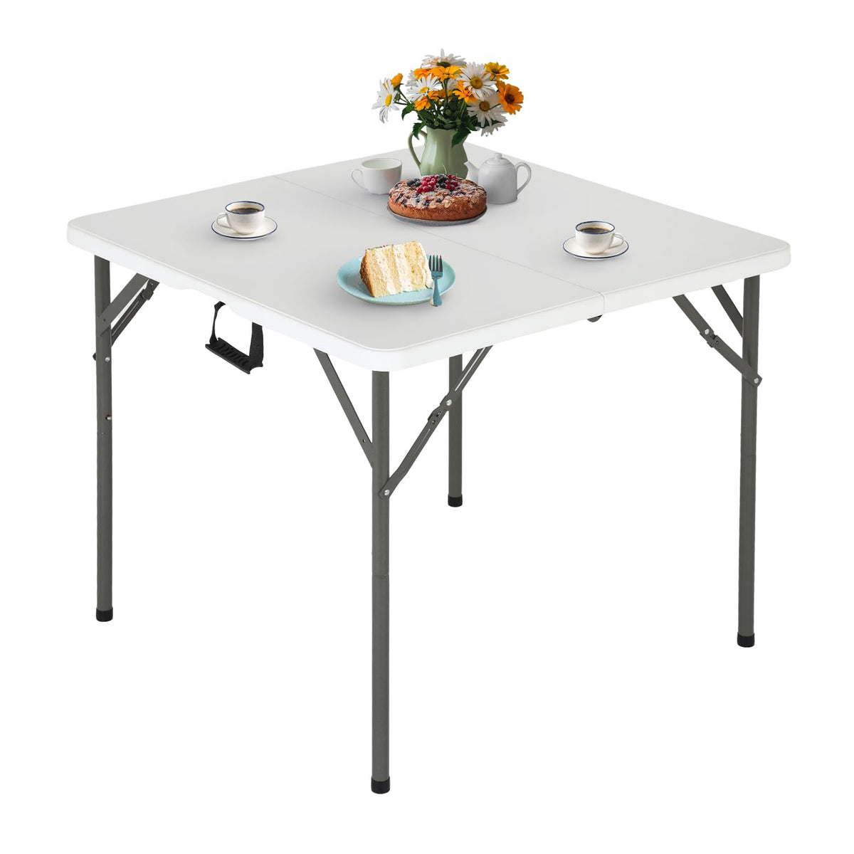 34" White Portable Plastic Folding Table O676257