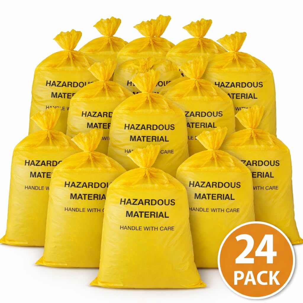 10-Gallon Hazardous Waste Bags 24 Pack Yellow 4 mil T699