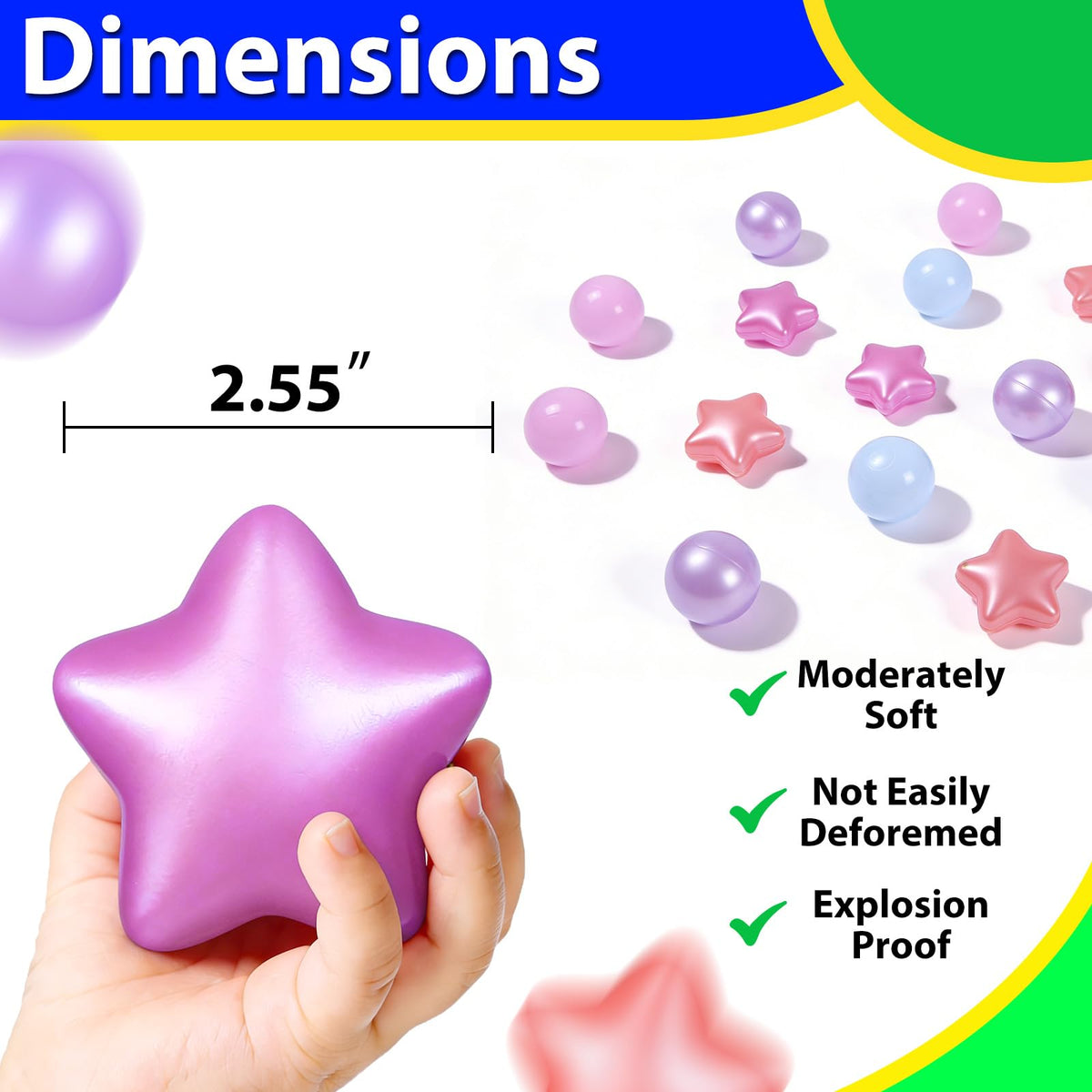 100 200 500 Pack Phthalate & BPA Free Plastic Ball Pit Balls O636664