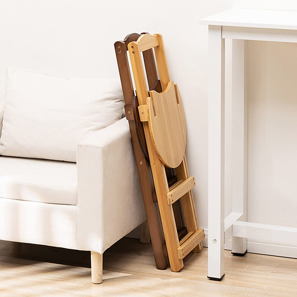 Foldable Bamboo Stool with Backs and Footrest Q18580