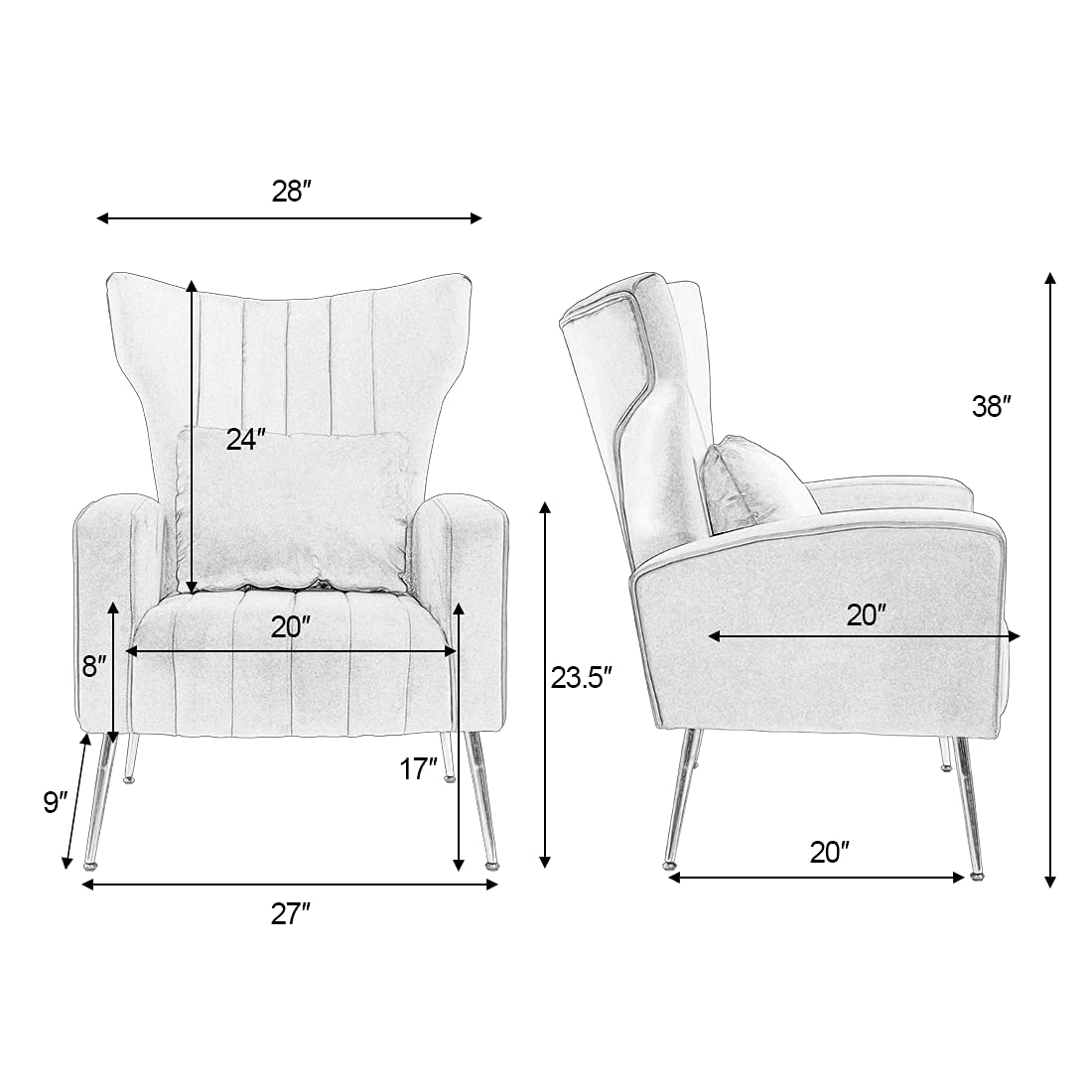 Velvet Accent Chairs Set of 2 Green M190262