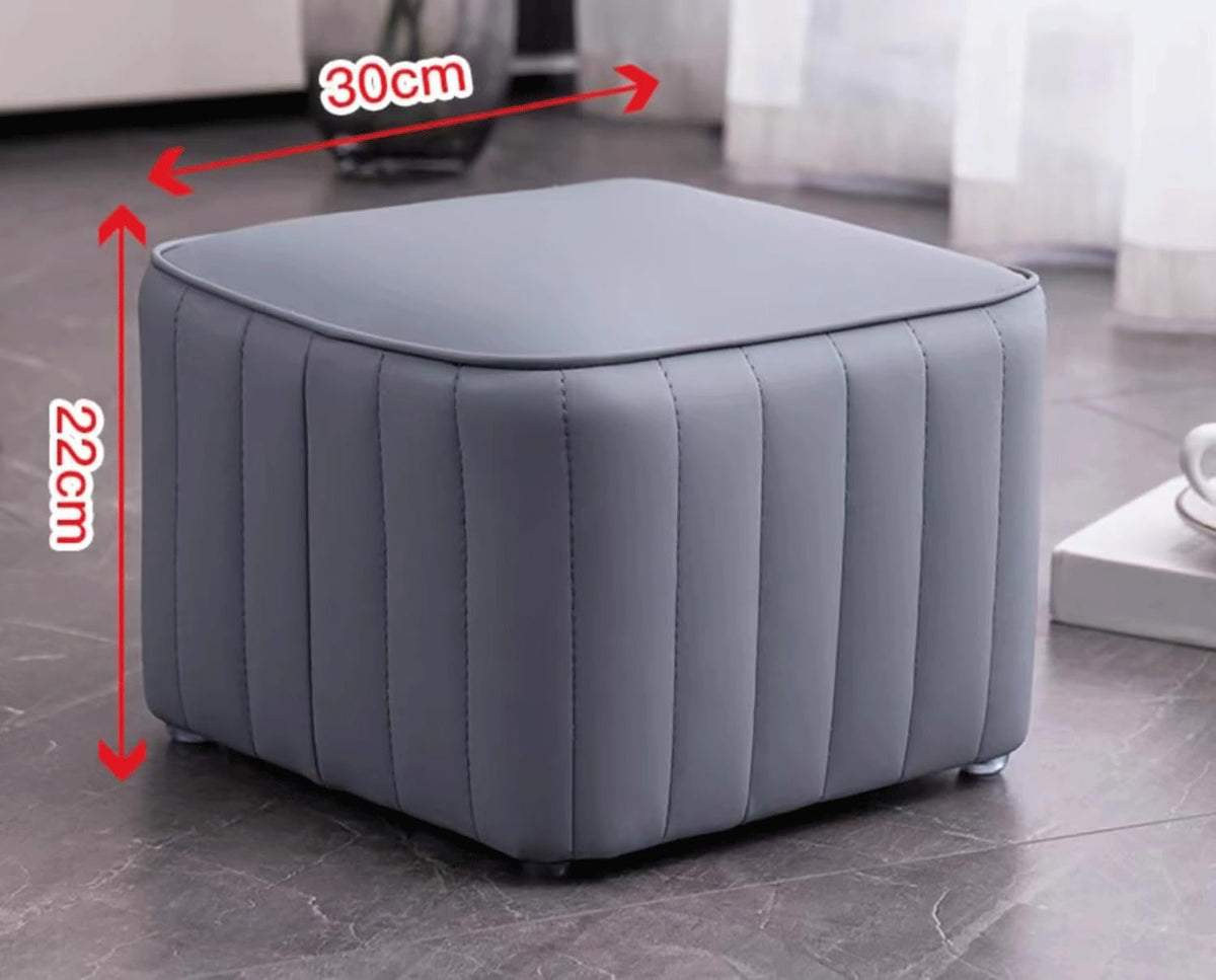 Blue Leather Ottoman V8445