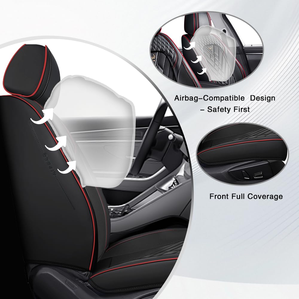 Toyota Tundra Seat Covers Nappa Leather 5 Seats Black Red X175893
