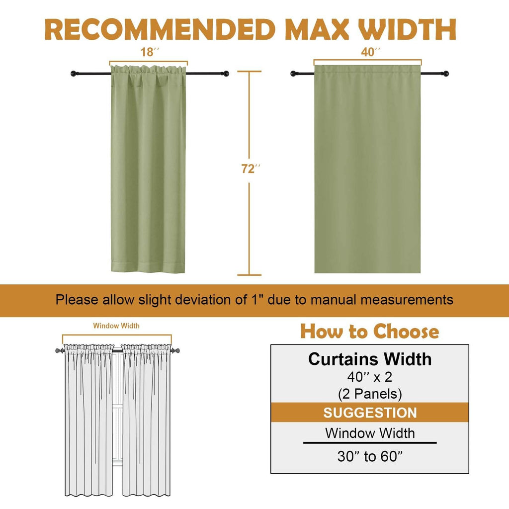 Sage Green 72 Inch Blackout Curtains 2 Panels Set G805165