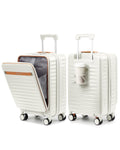 20 Inch Carry On Luggage with Front Pocket and Cup Holder, White G7280