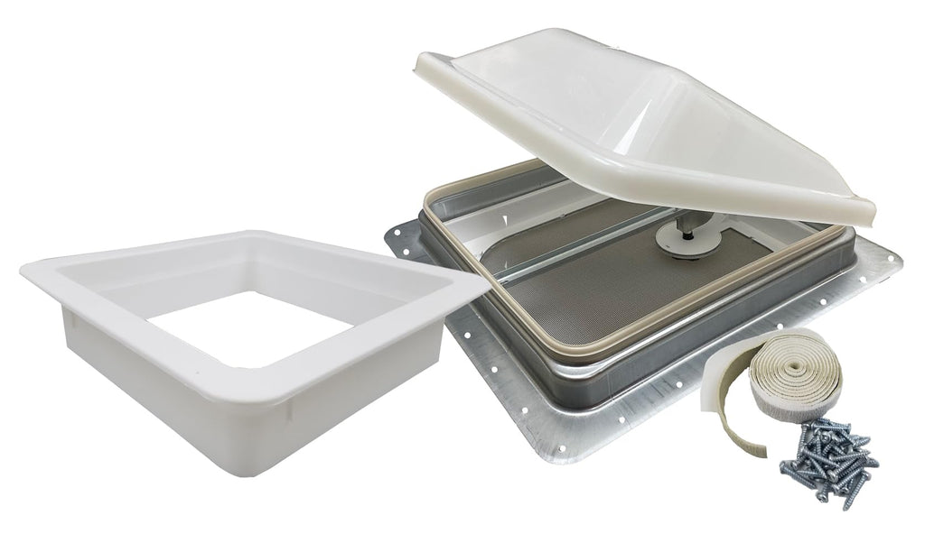 Non Powered RV Roof Vent White Lid 3" Garnish Skylight A494