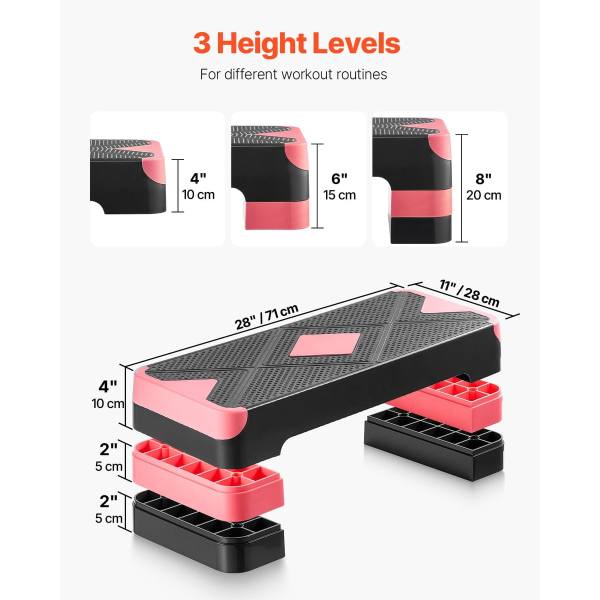 Adjustable Non Slip Aerobic Step Platform with 4 Risers C313