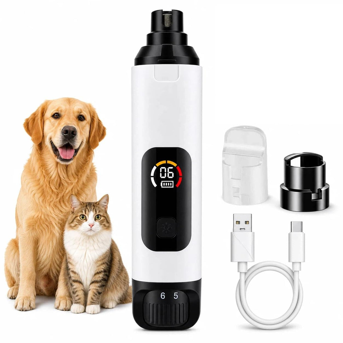 6-Speed Electric Pet Nail Grinder with LED Lights M1661
