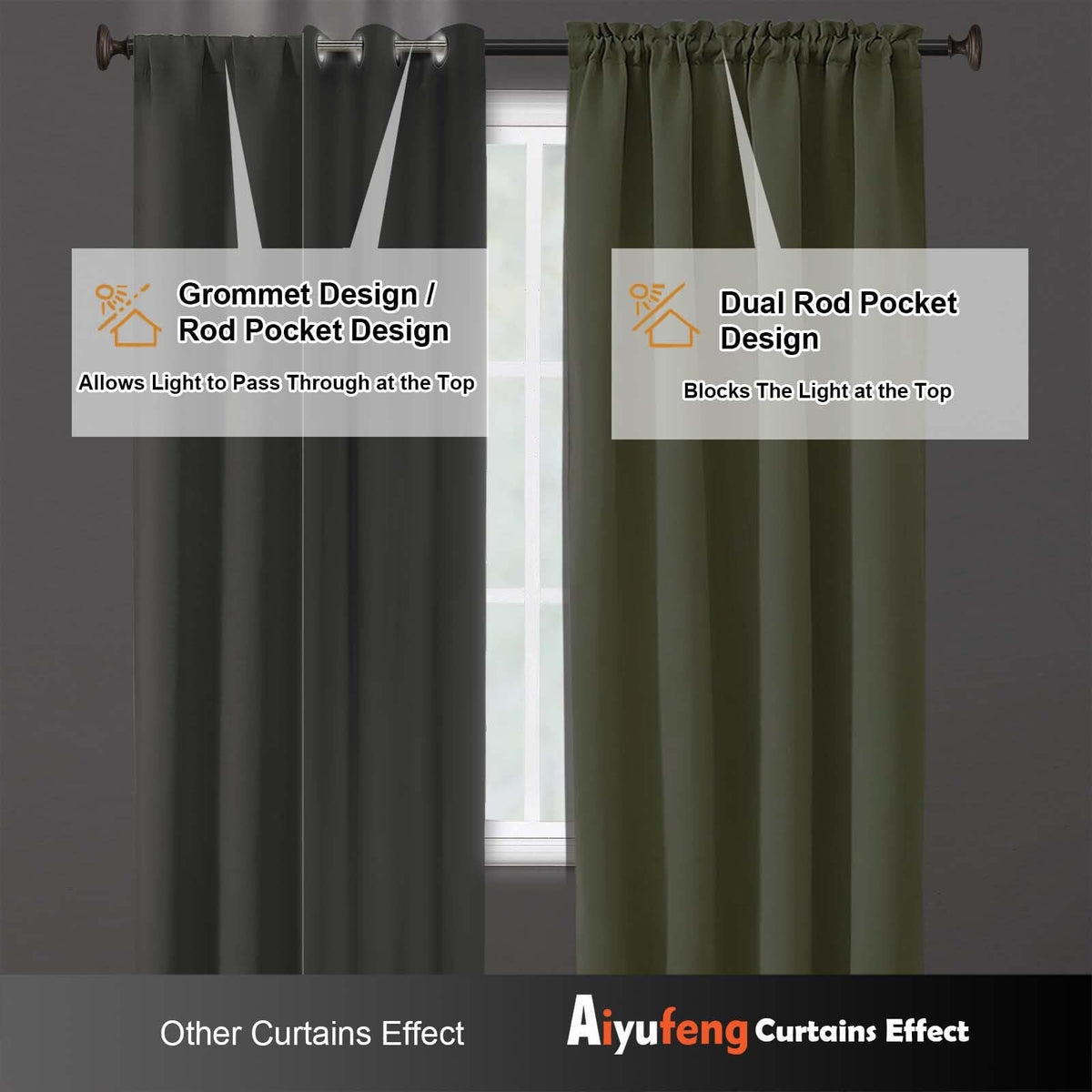 Sage Green 72 Inch Blackout Curtains 2 Panels Set G805165