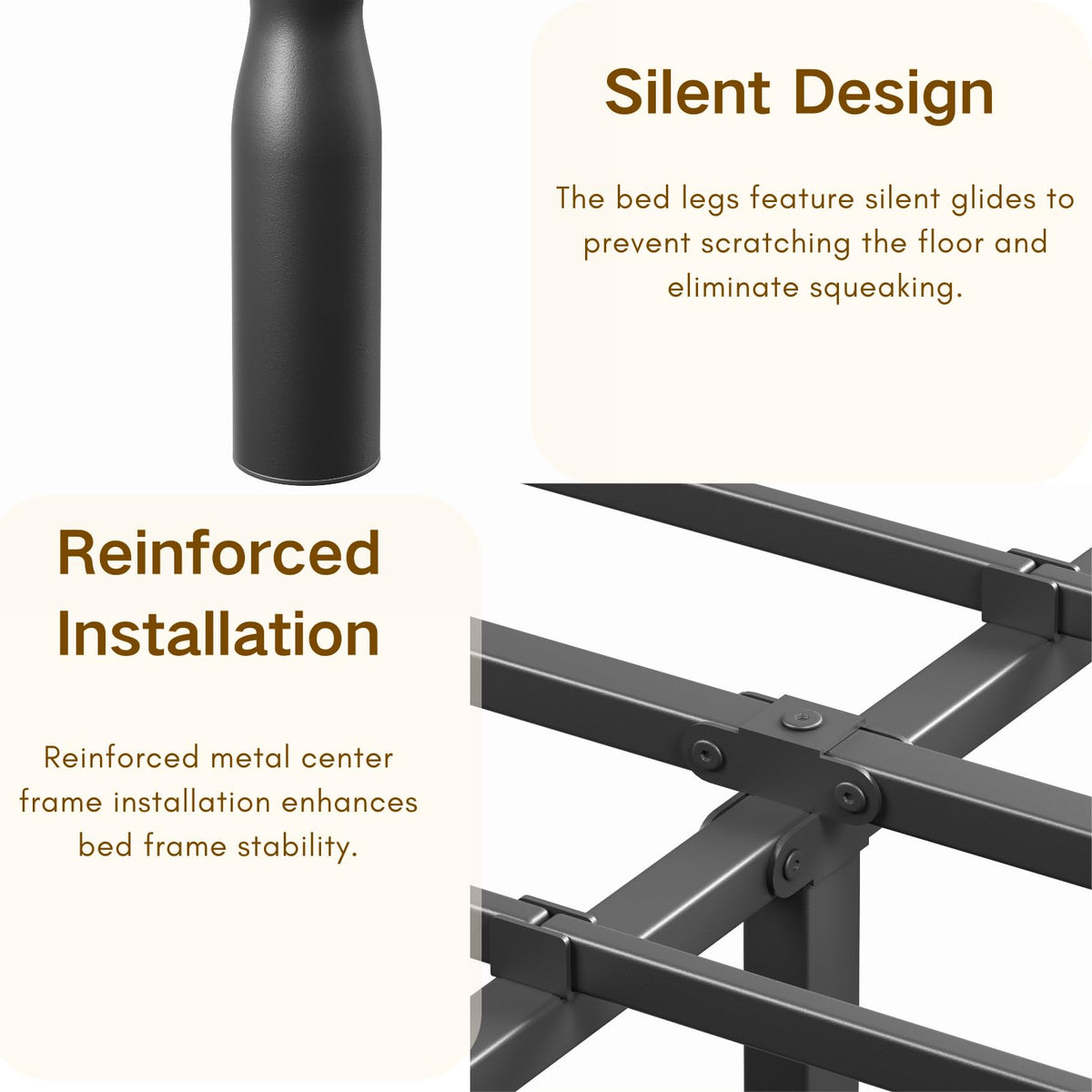 Queen Size Black Metal Bed Frame with Storage K7454