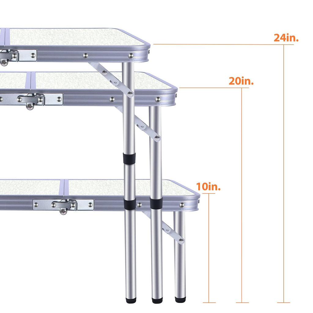 Small Portable Folding Camping Table, 3 Adjustable Height Lightweight Aluminum N42952