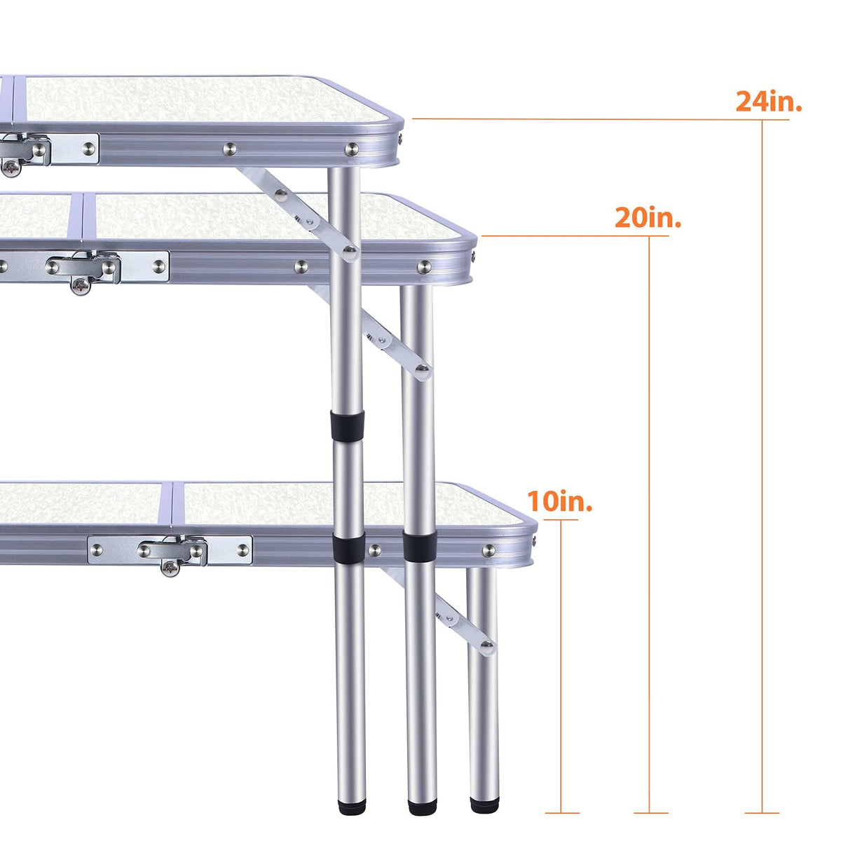 Small Portable Folding Camping Table, 3 Adjustable Height Lightweight Aluminum N42952