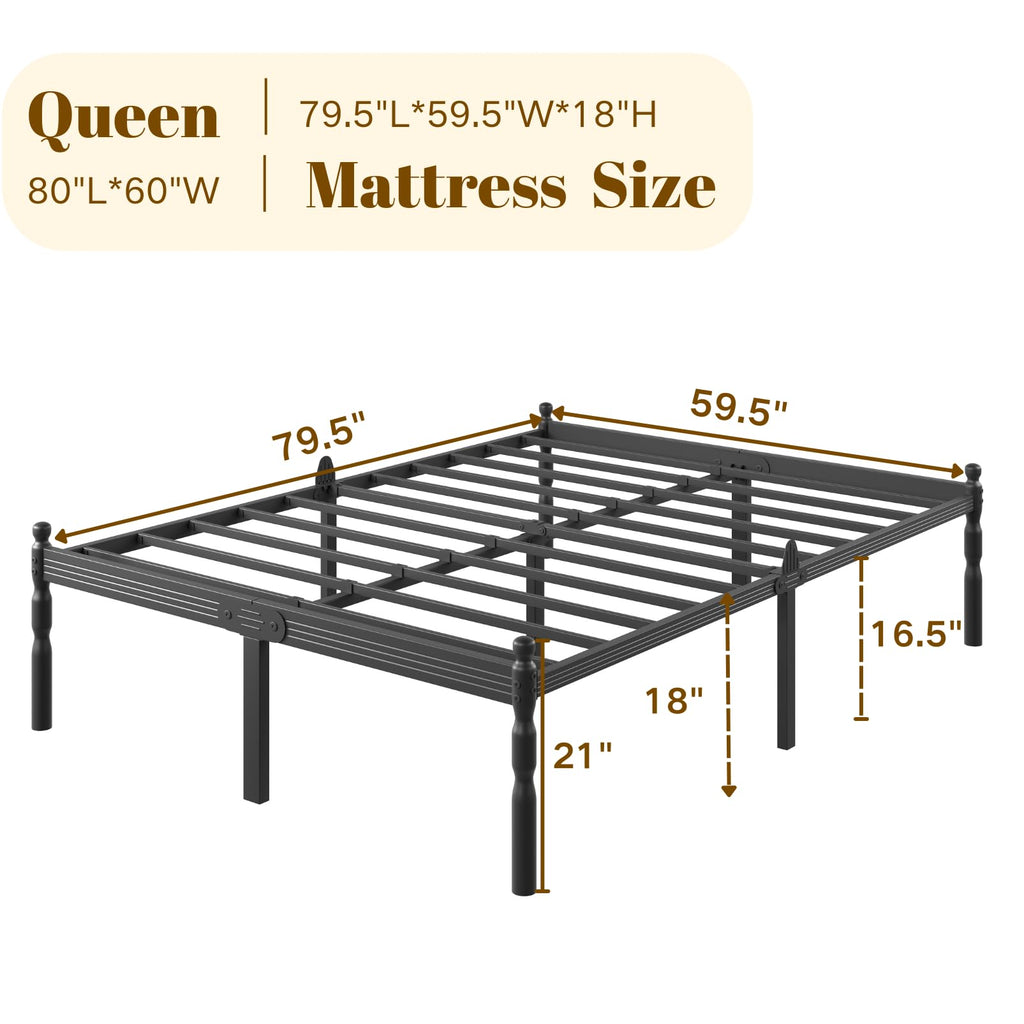 Queen Size Black Metal Bed Frame with Storage K7454
