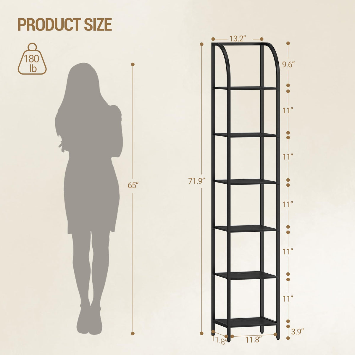 Narrow Bookshelf with Steel Frame N112719
