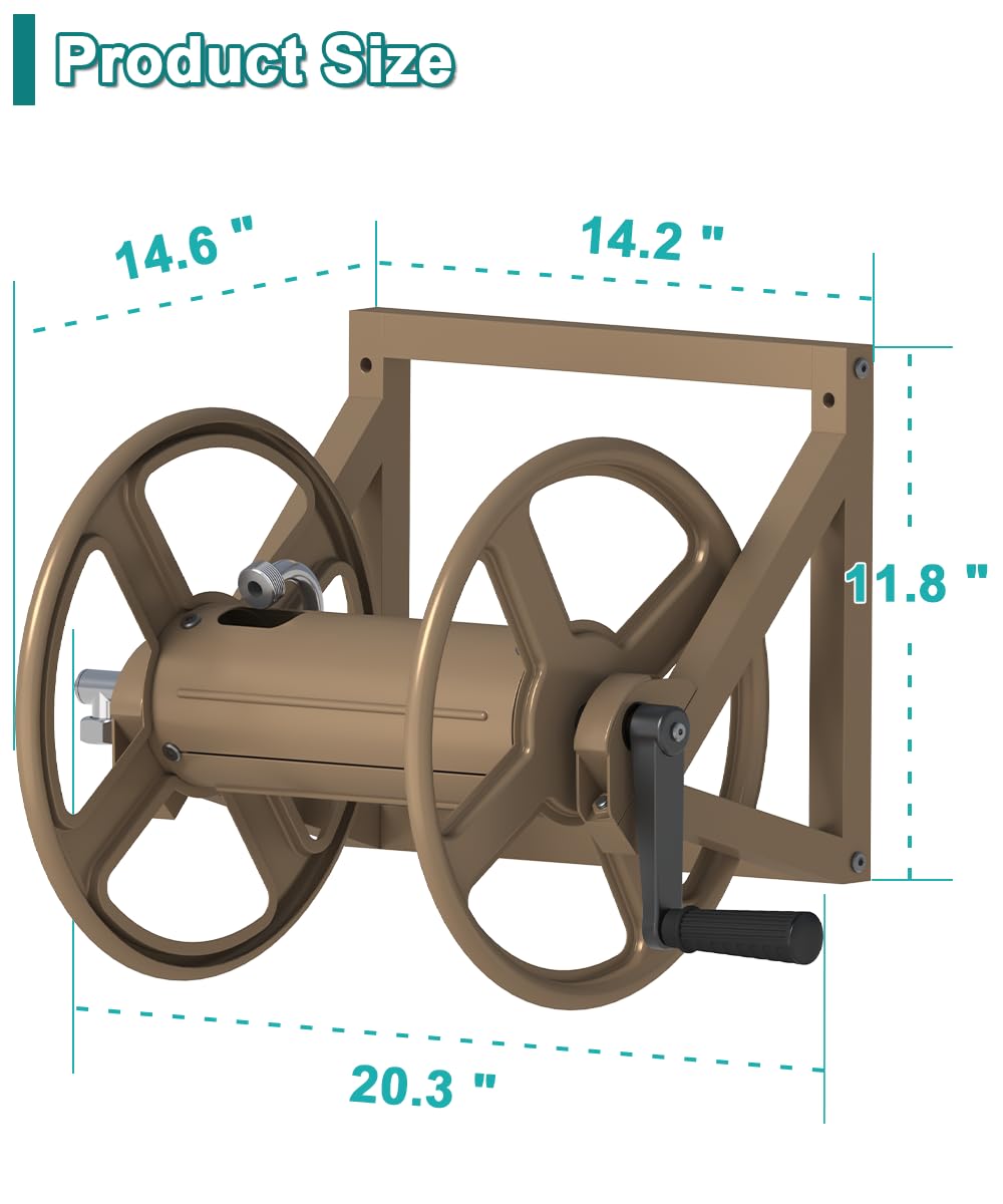 Wall Mounted Metal Garden Hose Reel Holds 125 ft B6933