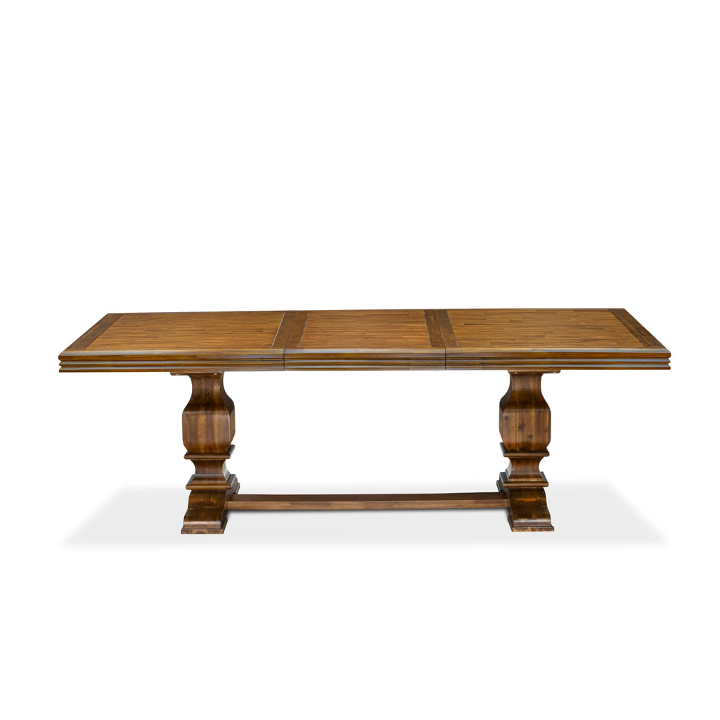 9 Piece Dining Table Set with 8 Beige Fabric Chairs F6477
