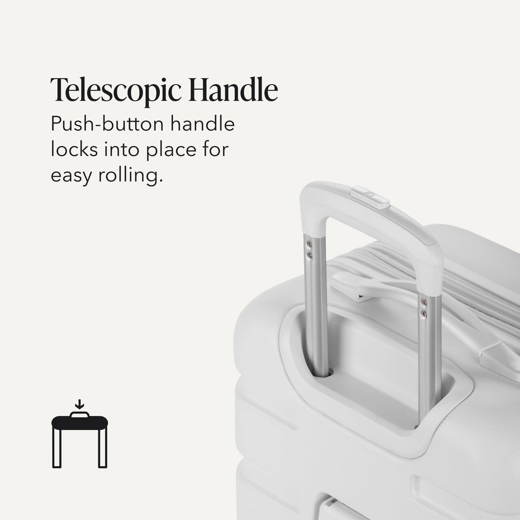 White 19-Inch Hardside Expandable Carry-On Spinner Luggage V344