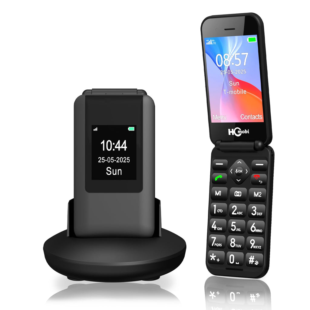 Unlocked Flip Phone with Big Buttons and SOS Button, Matte Black M477288