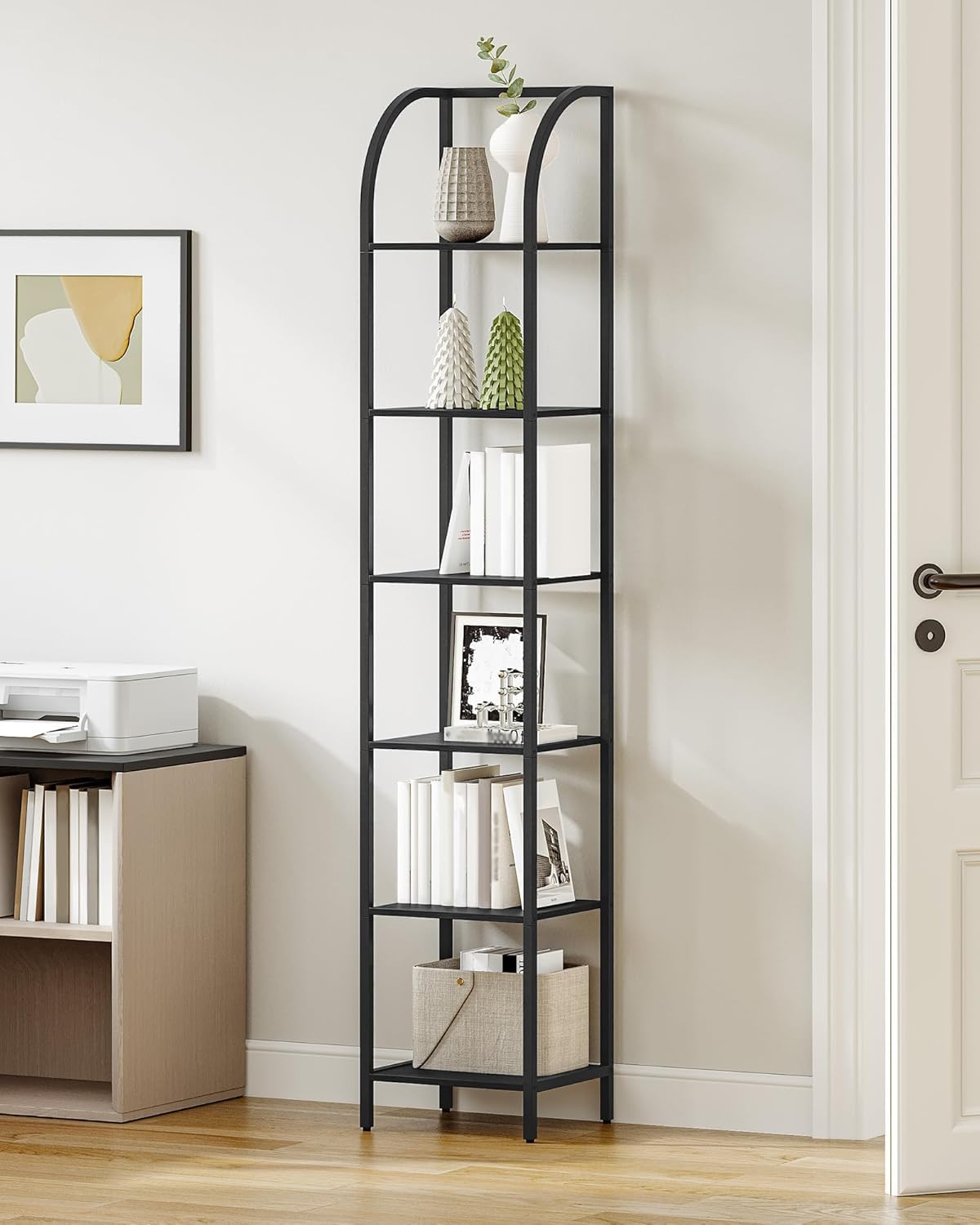 Narrow Bookshelf with Steel Frame N112719