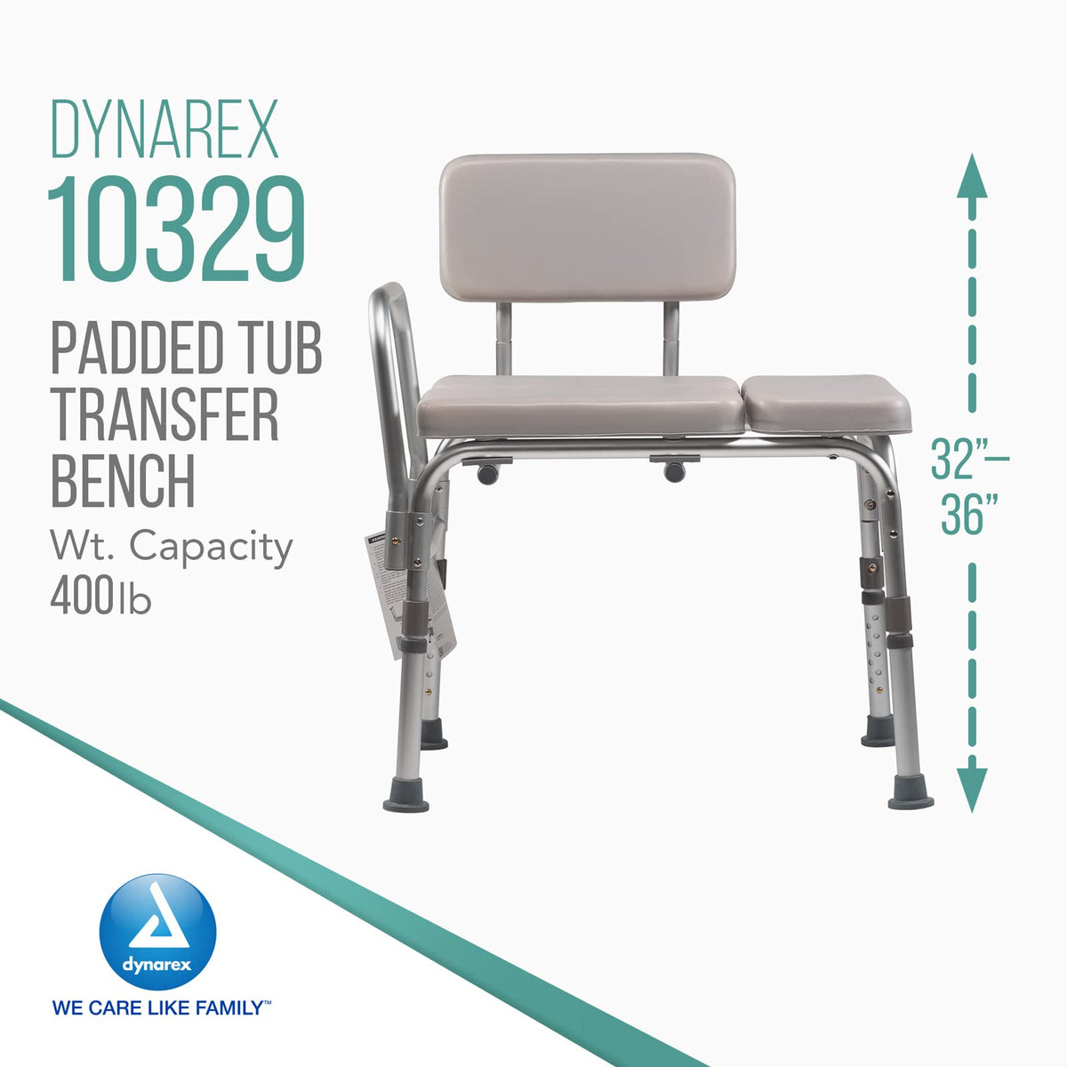 Padded Tub Transfer Bench 400 lb. Weight Capacity Grey G95126