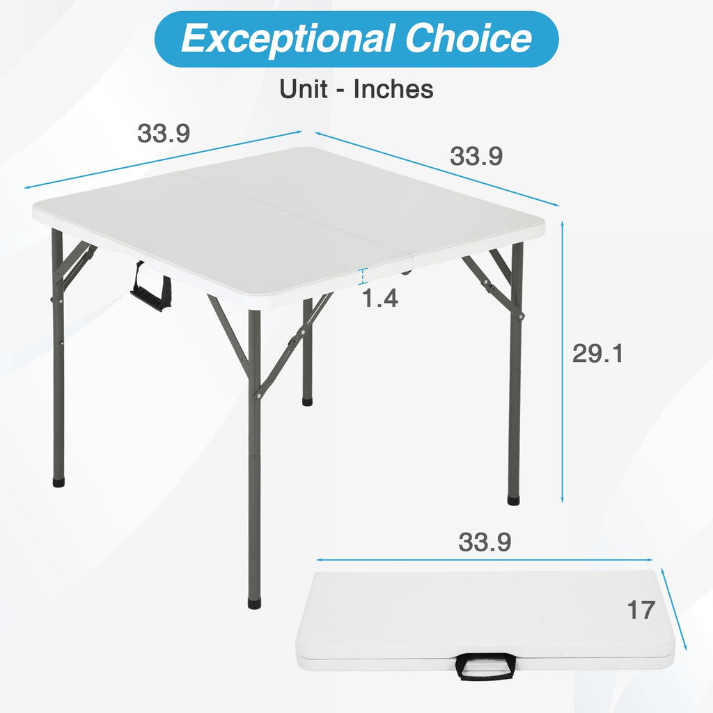 34" White Portable Plastic Folding Table O676257