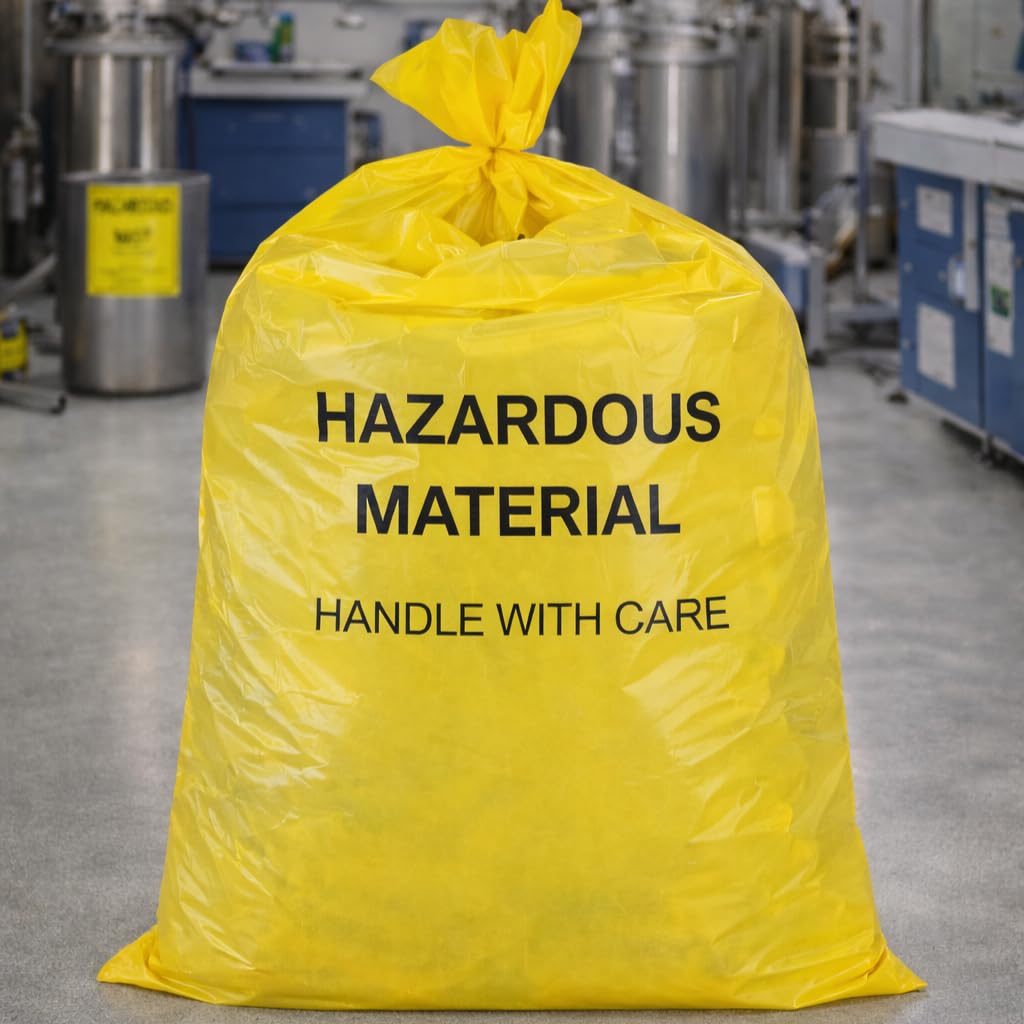 10-Gallon Hazardous Waste Bags 24 Pack Yellow 4 mil T699