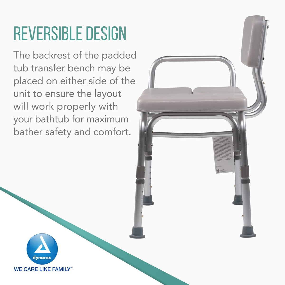 Padded Tub Transfer Bench 400 lb. Weight Capacity Grey G95126