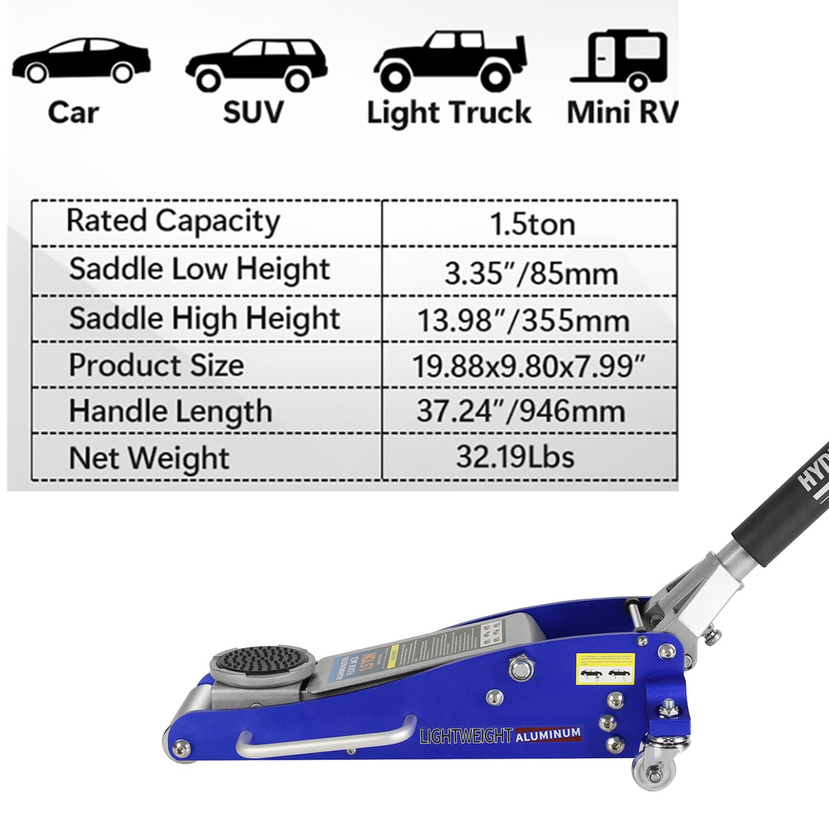 1.5 Ton Low Profile Steel Floor Jack U8781