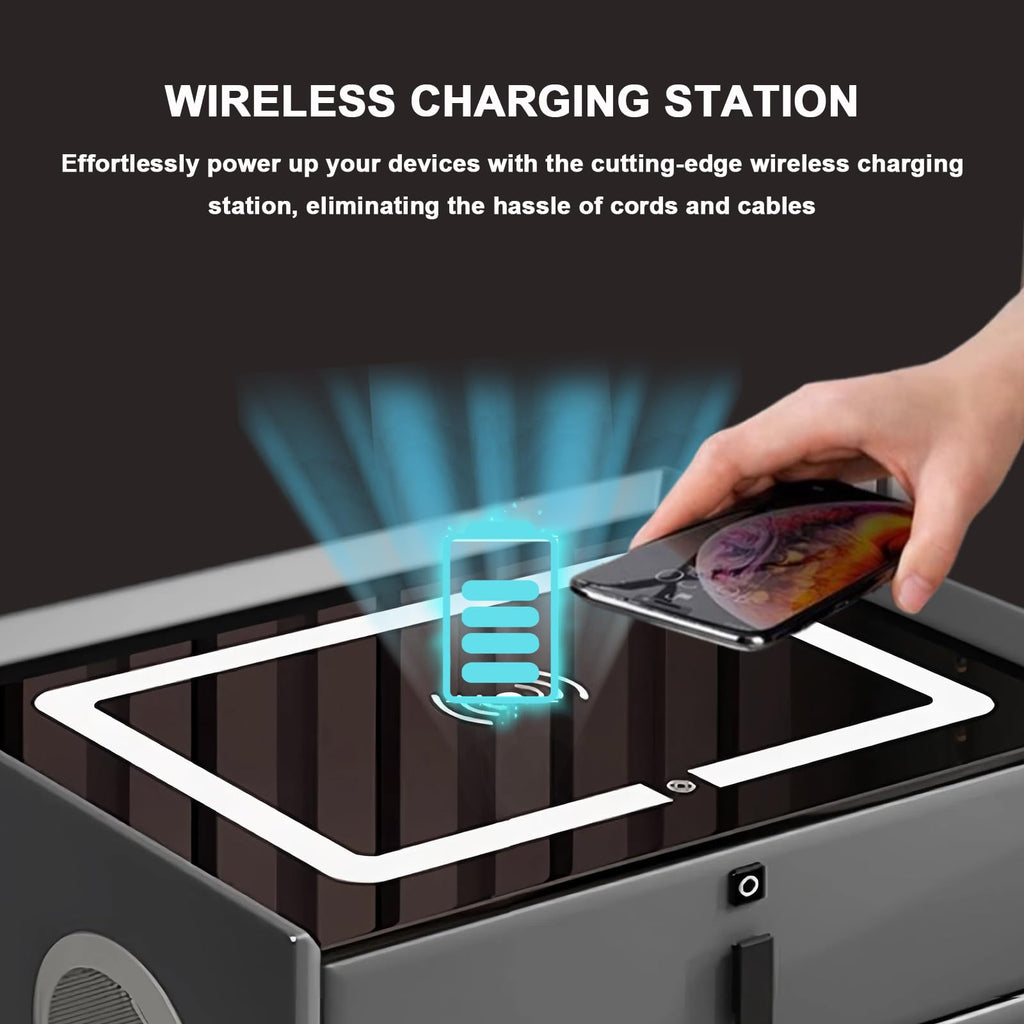 Orange 3 Drawer Nightstand with Wireless Charging and USB Port W5773