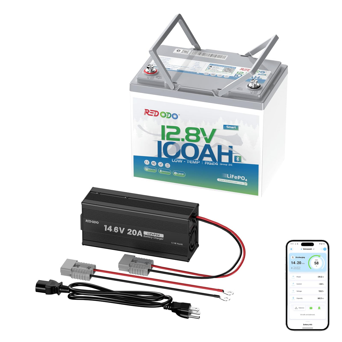 12V 100Ah LiFePO4 Battery with Charger E65877
