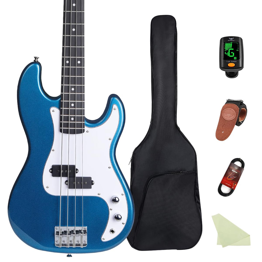 Full-Size 4 Strings Electric Bass Guitar Black with Gig Bag X718