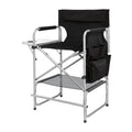 Black Foldable Makeup Chair with Side Table & Footrest Z38037