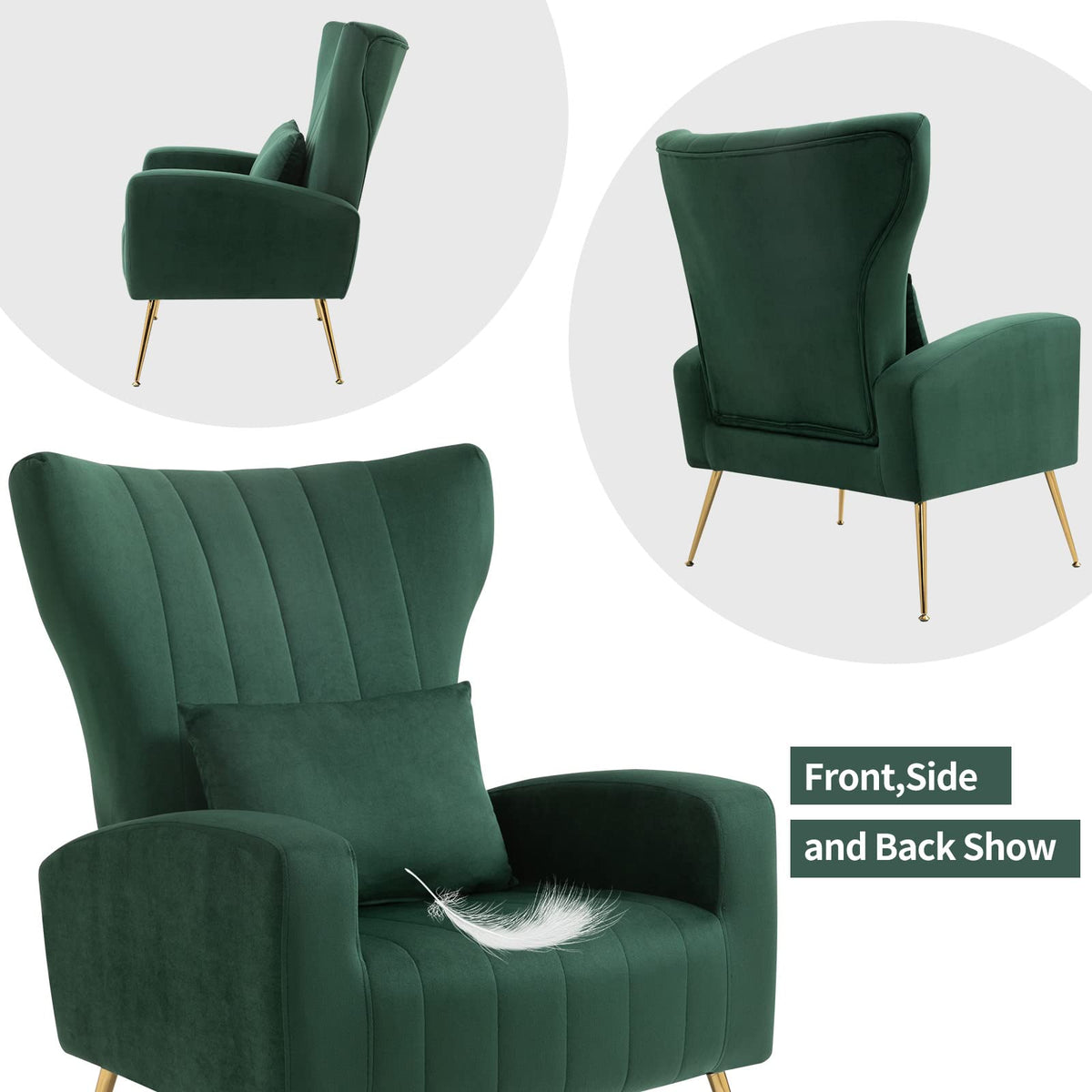 Velvet Accent Chairs Set of 2 Green M190262