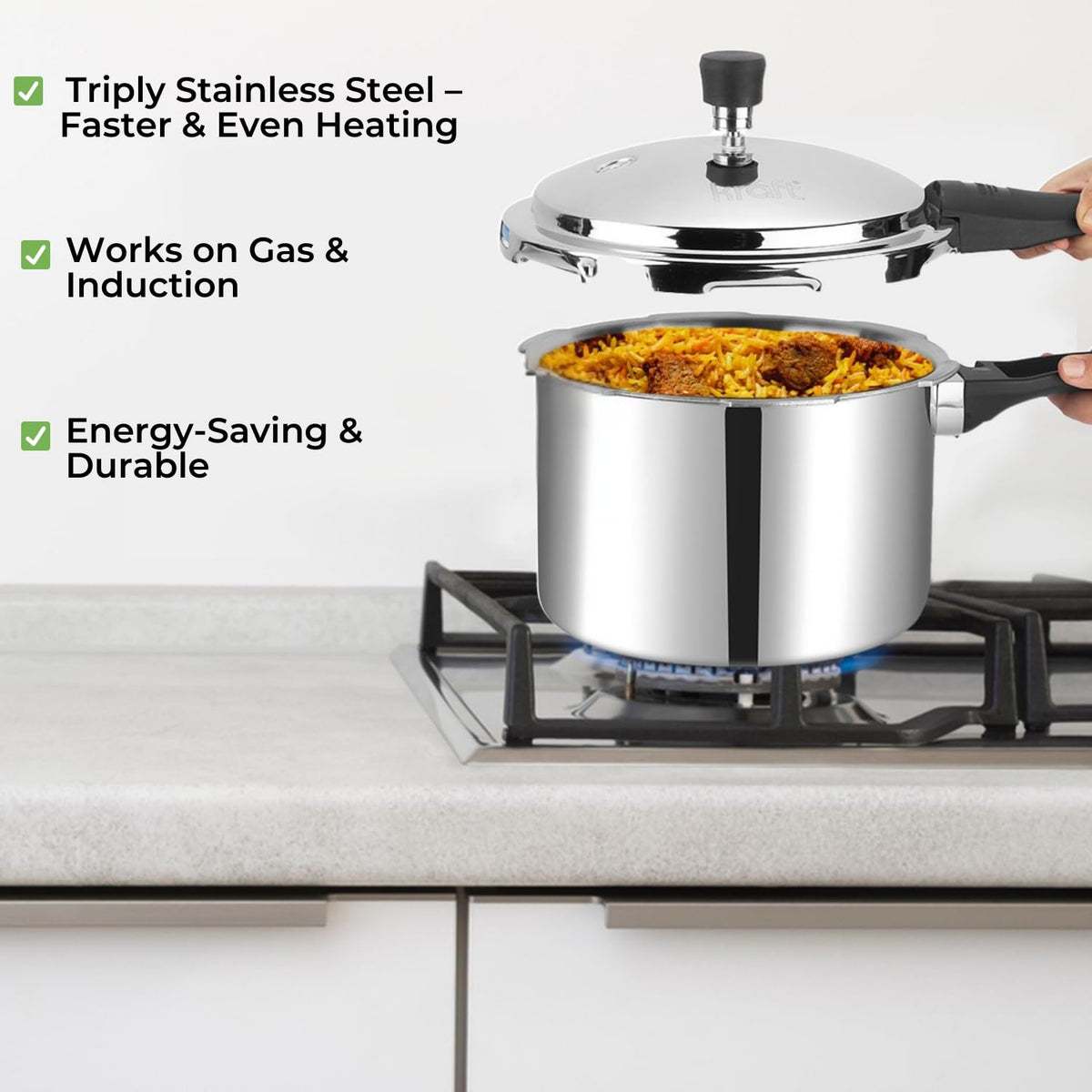 3 Litres Stainless Steel Pressure Cooker P5977