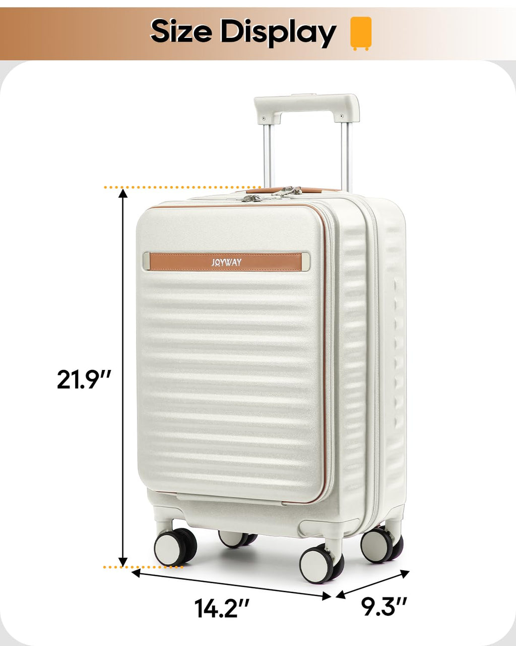 20 Inch Carry On Luggage with Front Pocket and Cup Holder, White G7280