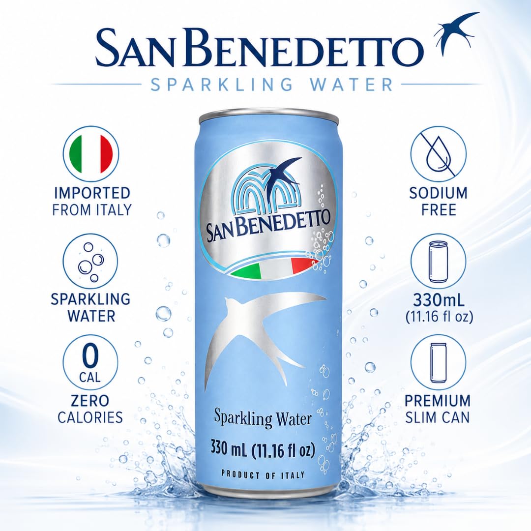 Imported Italian Sparkling Mineral Water 330mL Slim Cans Pack of 12 H164