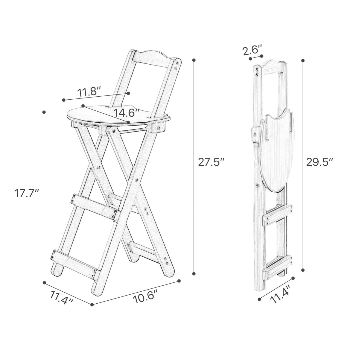 Foldable Bamboo Stool with Backs and Footrest Q18580