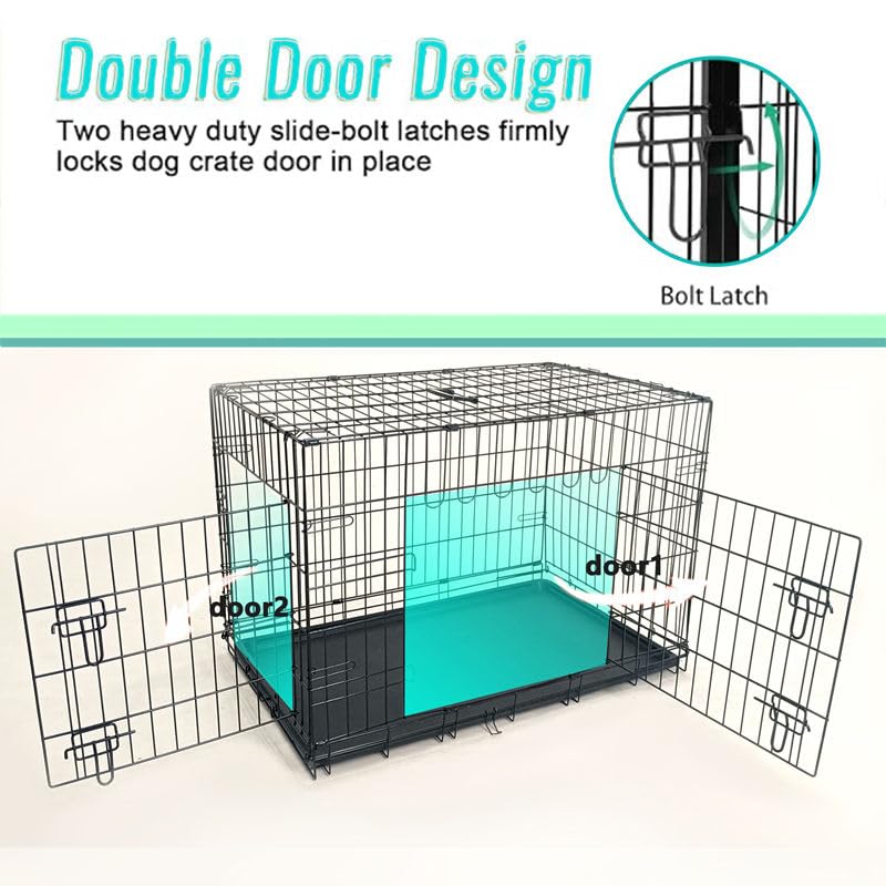48-Inch Folding Metal Dog Crate with Divider, Tray, and Carry Handle U272598