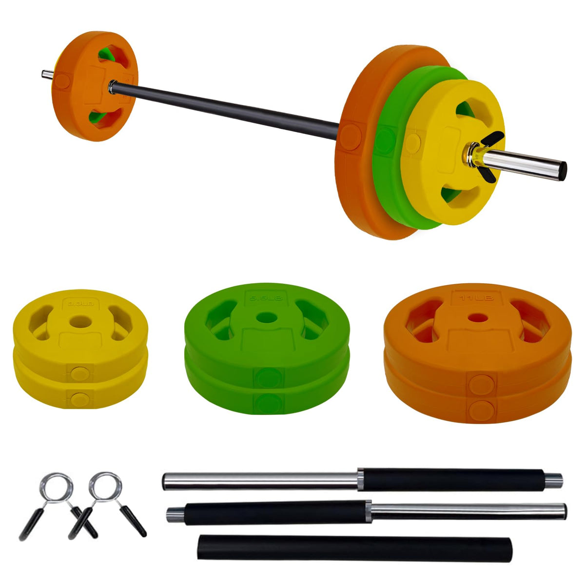 Adjustable Barbell Set, 40LB, Black, PU, Padded Grip N573