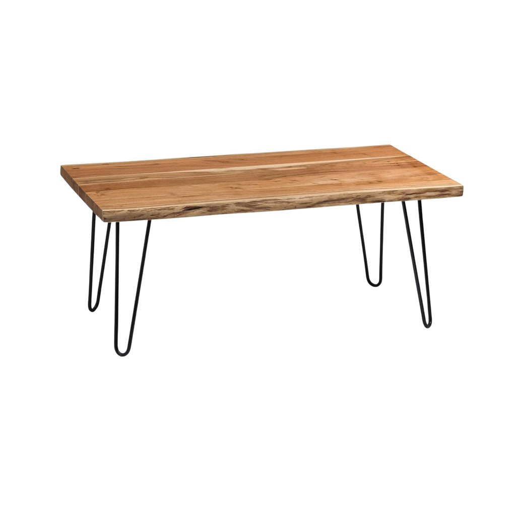 Solid Wood Coffee Table with Hairpin Metal Legs, 48 Inch V476817