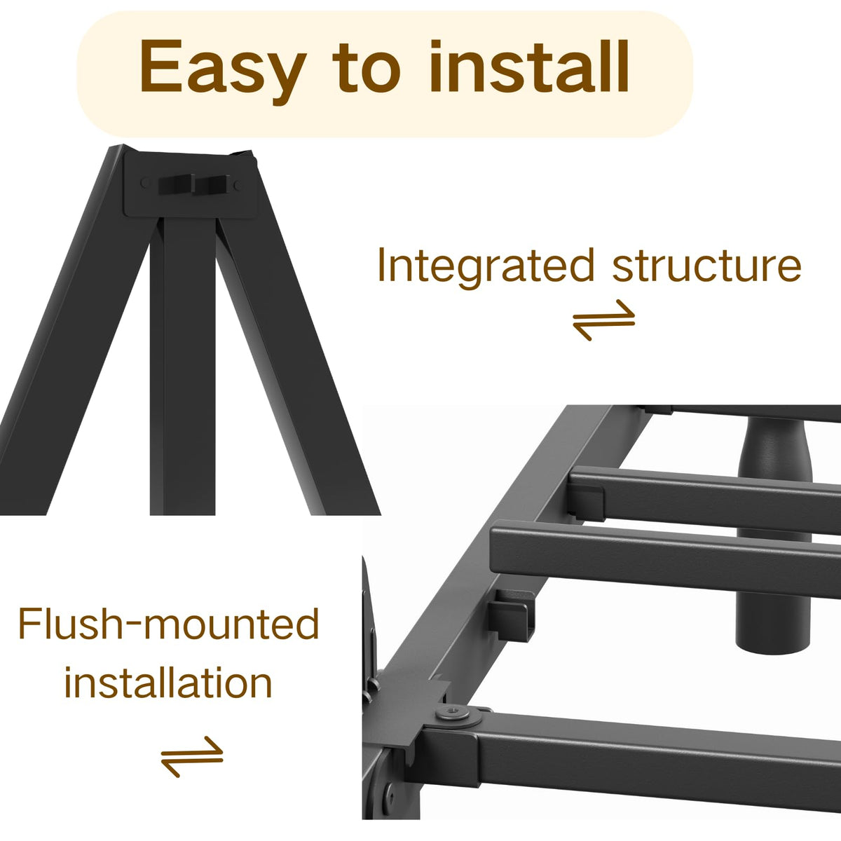 Queen Size Black Metal Bed Frame with Storage K7454