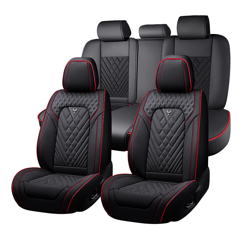 Toyota Tundra Seat Covers Nappa Leather 5 Seats Black Red X175893