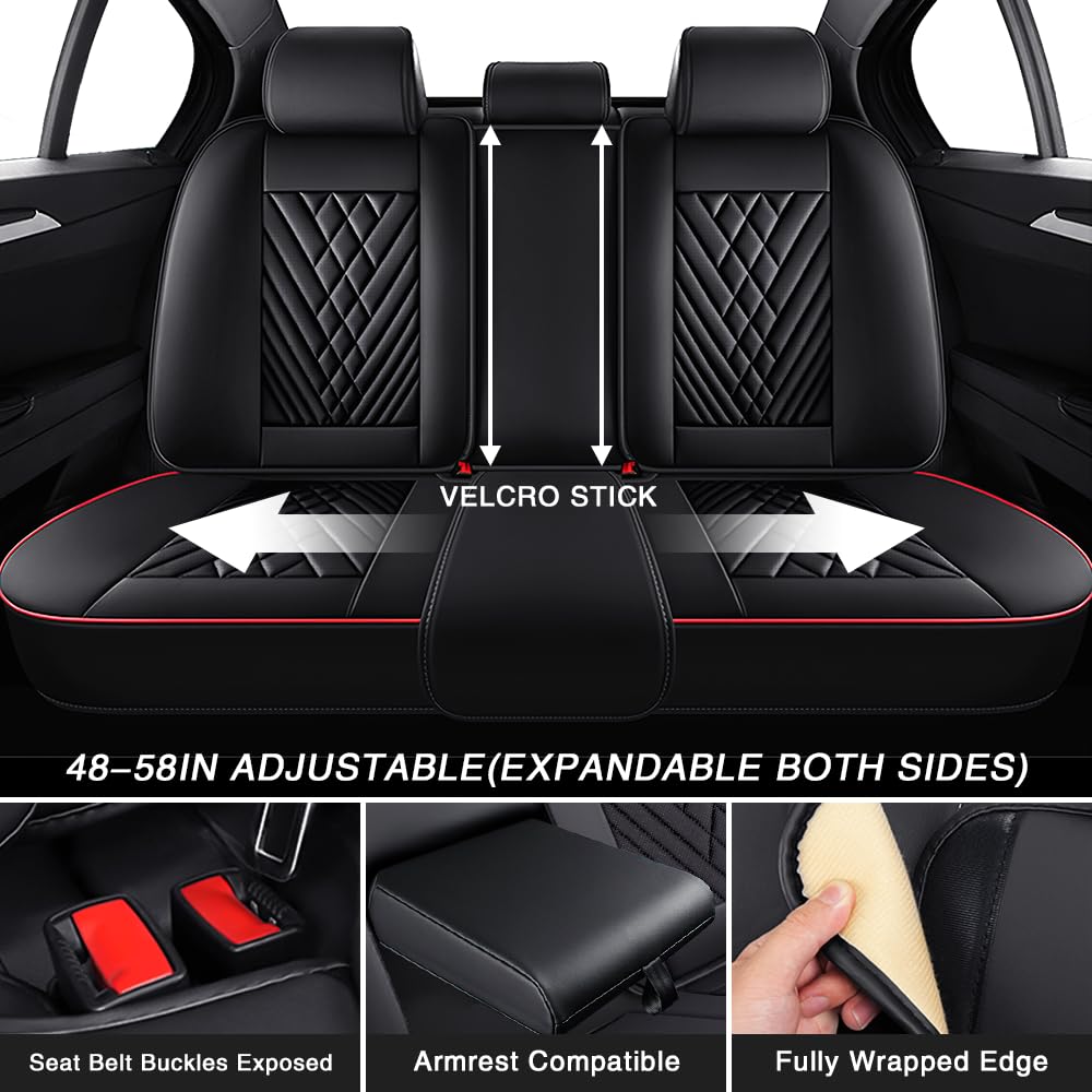 Toyota Tundra Seat Covers Nappa Leather 5 Seats Black Red X175893