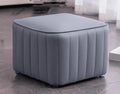 Blue Leather Ottoman V8445