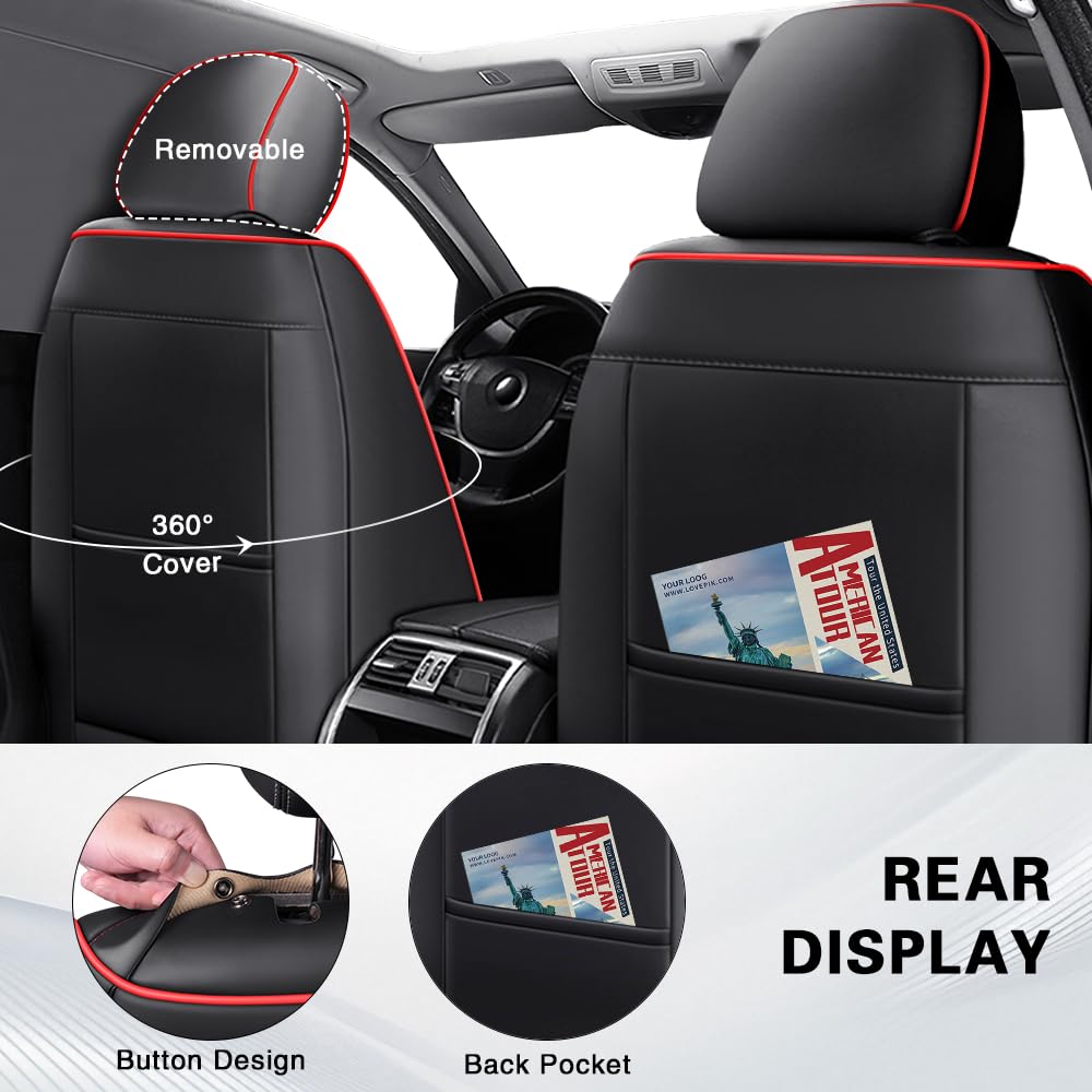 Toyota Tundra Seat Covers Nappa Leather 5 Seats Black Red X175893