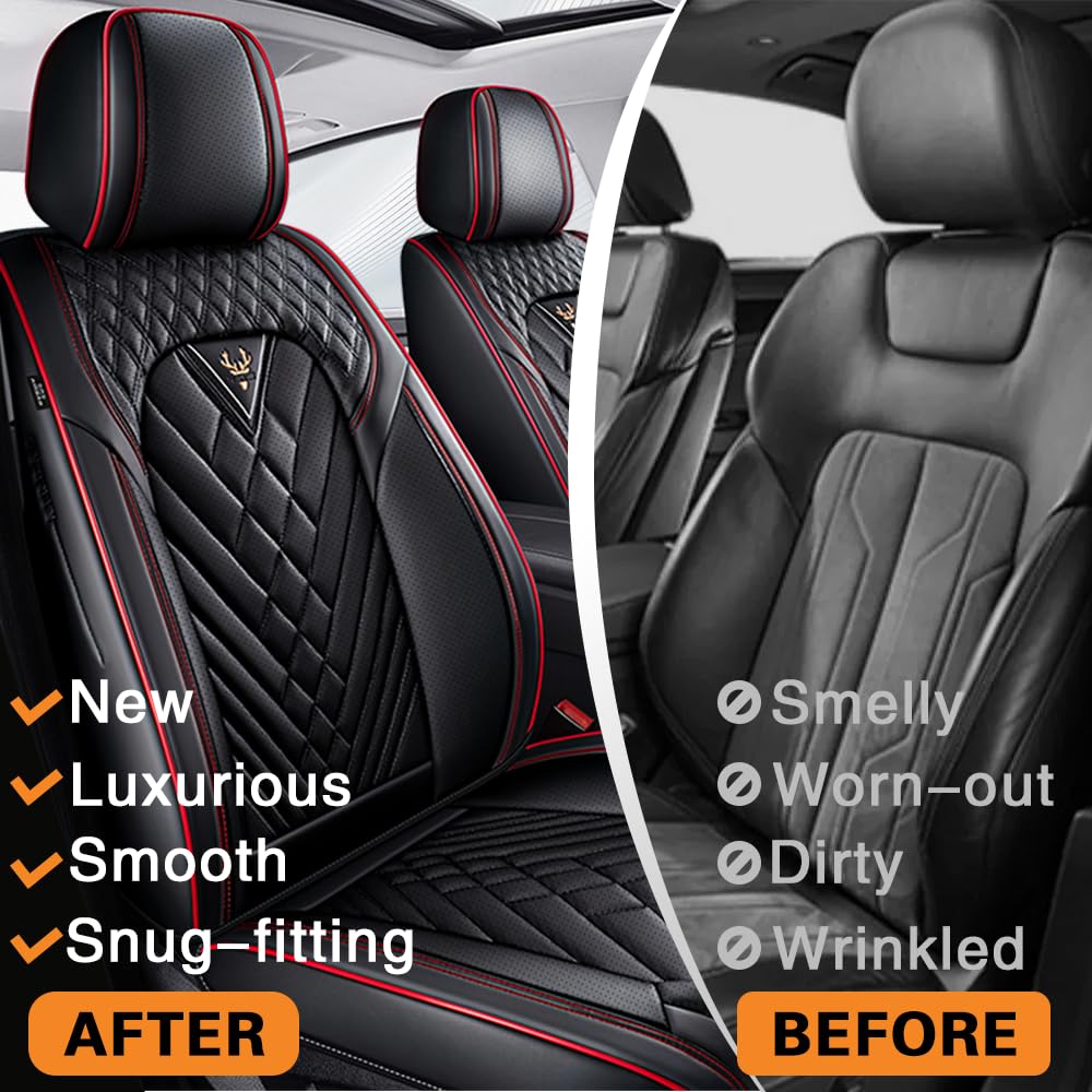 Toyota Tundra Seat Covers Nappa Leather 5 Seats Black Red X175893