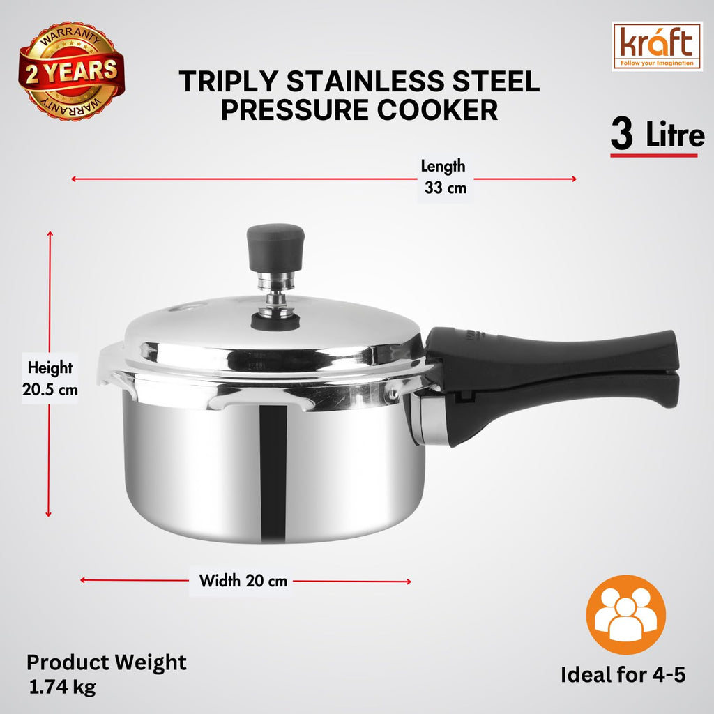 3 Litres Stainless Steel Pressure Cooker P5977